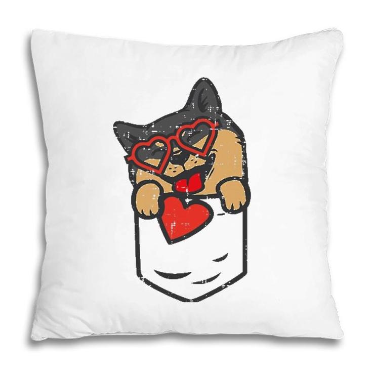 Black Shiba Inu Heart Pocket Valentine Day Japanese Dog Gift Pillow