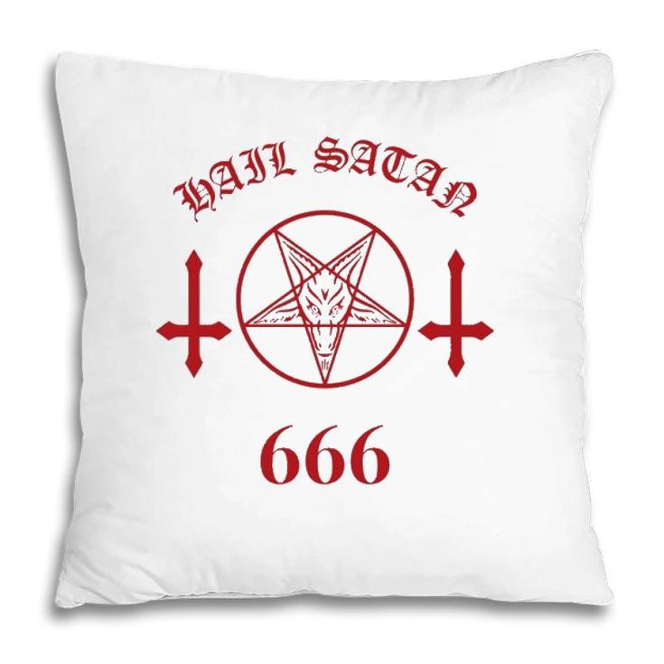 Blood Red Satanic Pentagram Hail Satan 666 Upside Down Cross  Pillow