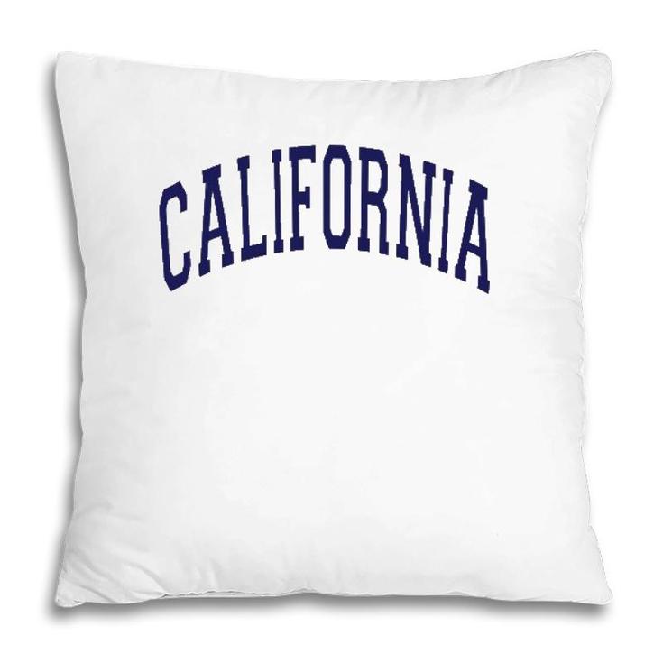 California Varsity Style Navy Blue Text Pillow