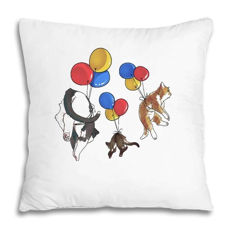 Cats Balloons Art By Tangie Marie Pillow