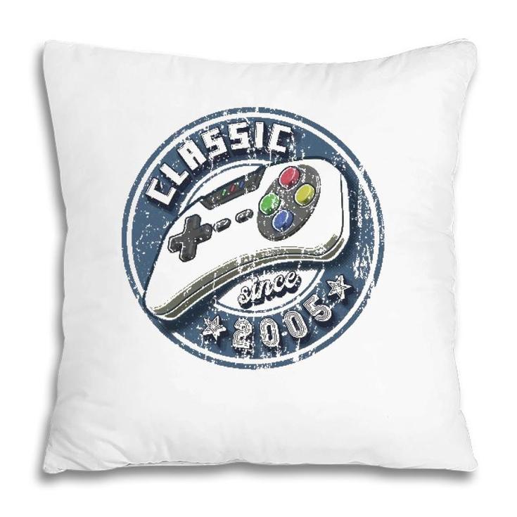 Classic 2005 17Th Birthday Retro Video Game Controller Gamer Pillow