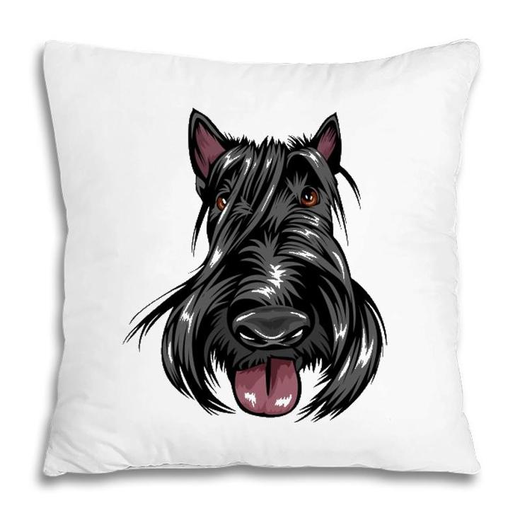 Cool Scottish Terrier Face Dog Pillow