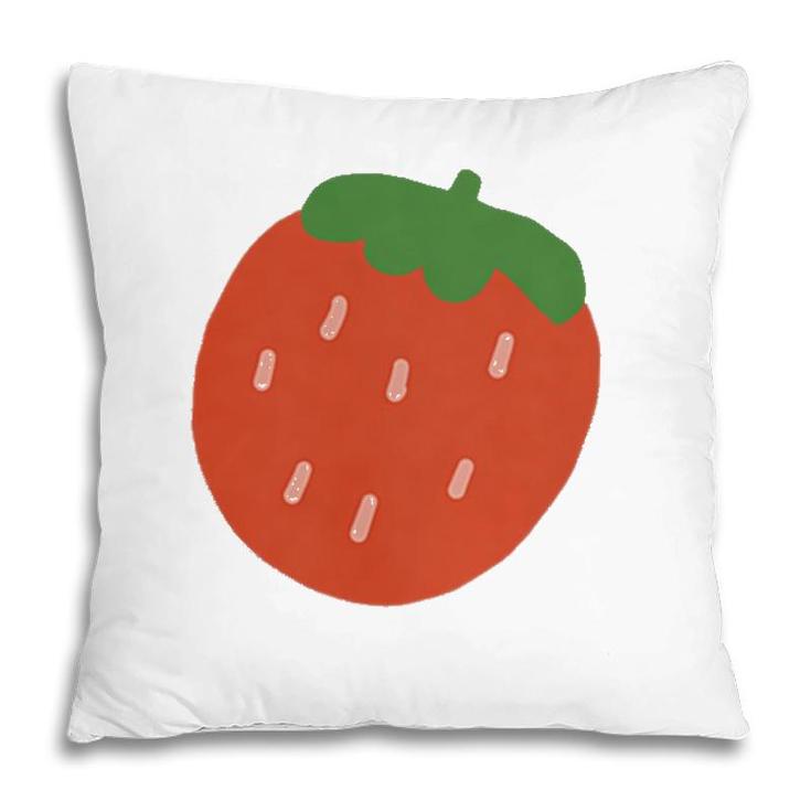 Cute Cottagecore Kawaii Strawberry Aesthetic  Pillow