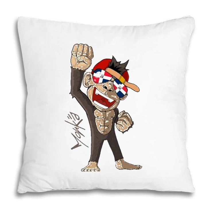 Dominican Republic Flag - Cheering Monkey - Fan Pillow