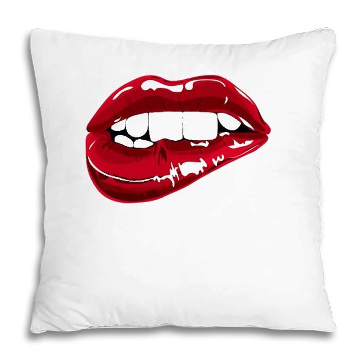 Enjoy Cool Women Graphic Lips Tee S Women Red Lips Fun Pillow