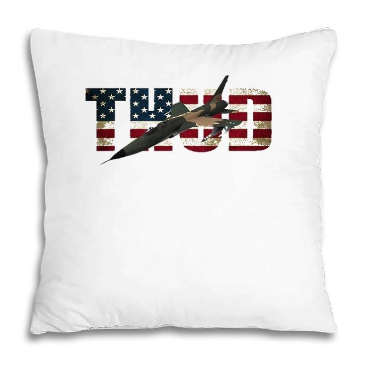 F-105 Thunderchief Thud Usa Flag Pillow