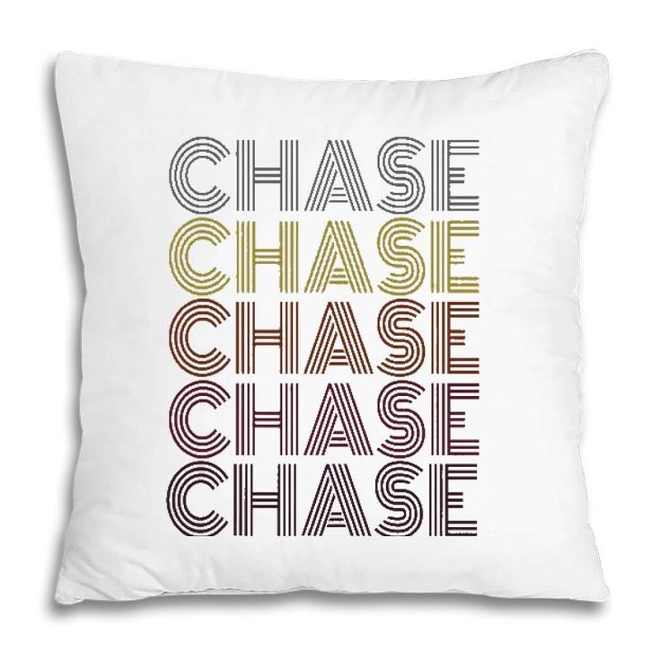 First Name Chase Retro Pattern Vintage Style Pillow