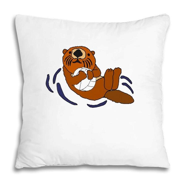 Funny Sea Otter Volleyball Lovers Gift Pillow