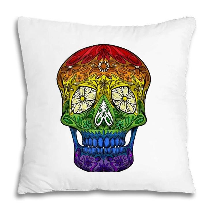 Funny Sugar Skull Gift For Men Women Cool Lgbt Pride Flag  Pillow