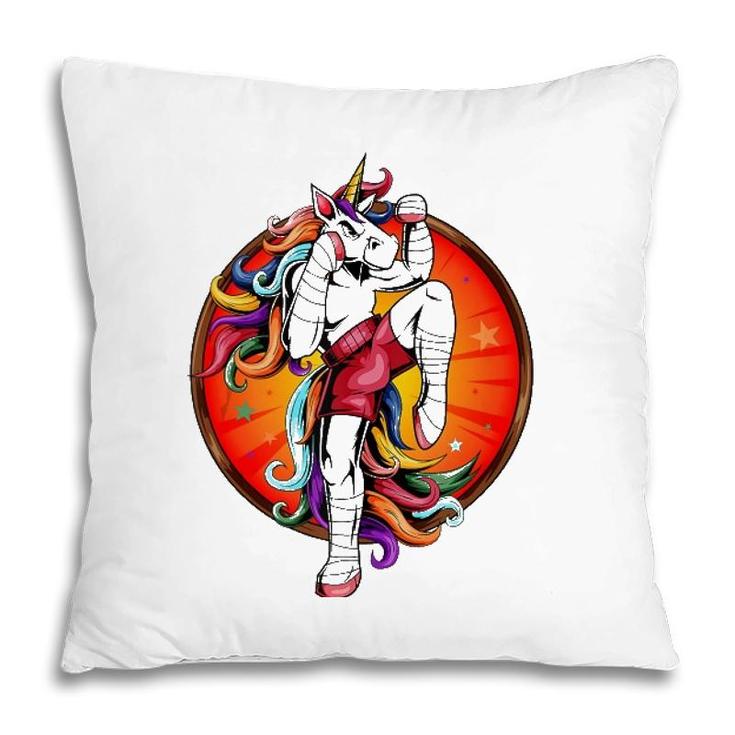 Funny Unicorn Muay Thai Karate Kickboxing Samurai  Pillow