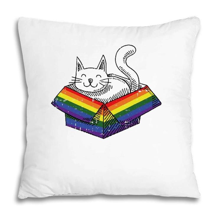 Gay Cat Pride Rainbow Cute Kitten Kitty Proud Lgbt Q Ally Pillow
