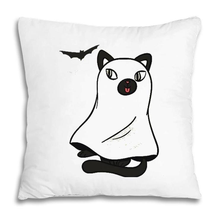 Ghost Cat Kitty Kitten Halloween Pillow