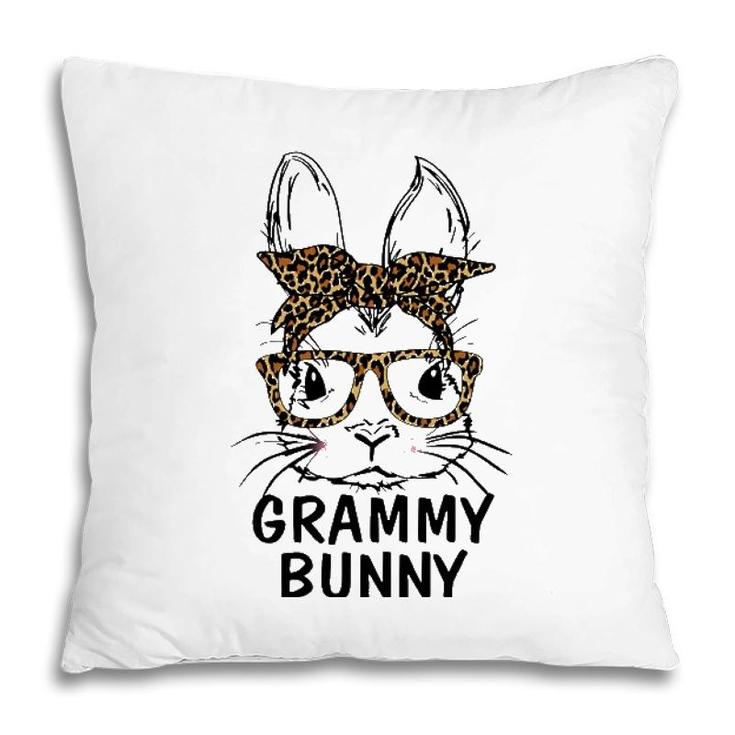 Grammy Bunny Face Leopard Print Glasses Easter Day Pillow