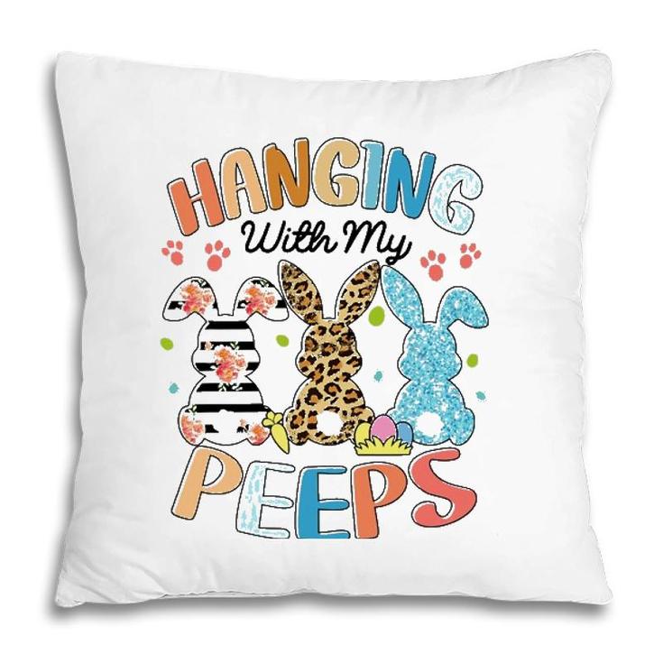 Hanging With My Peeps Rabbit Lover Easter Day Leopard Pillow