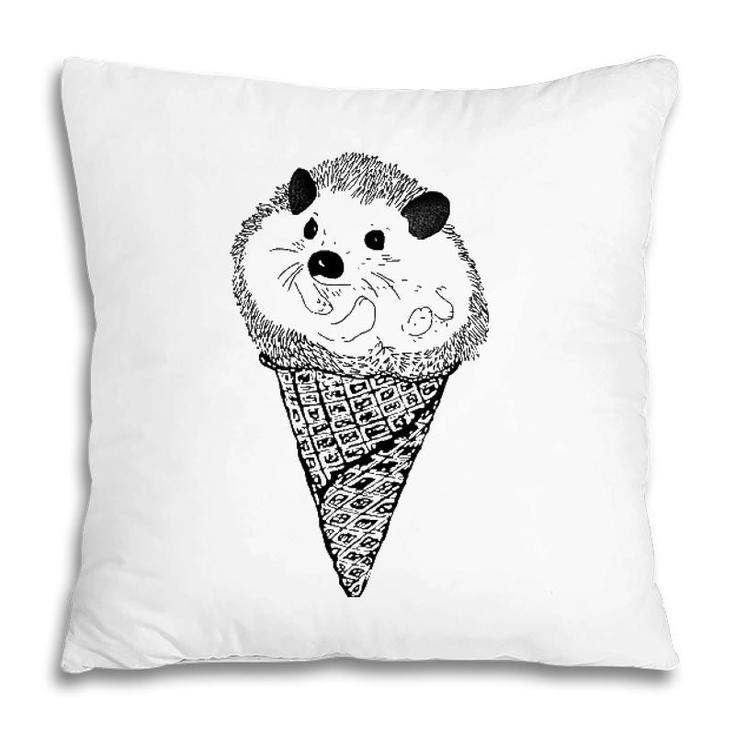 Hedgie Cone Funny Hedgehog Ice Cream Graphic Pillow