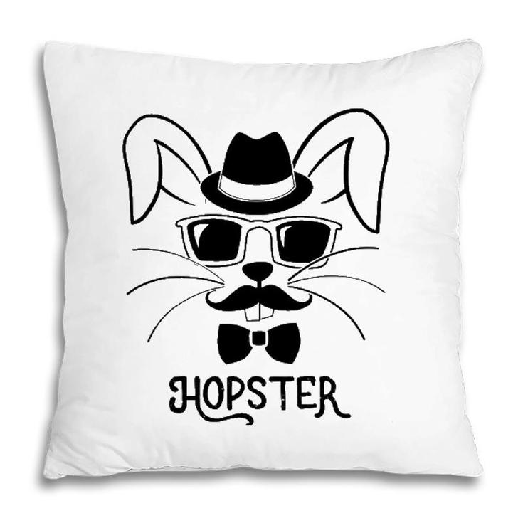 Hopster Funny Hipster Easter Bunny Pillow