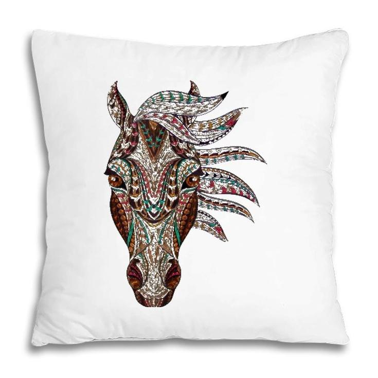 Horse Tribal Abstract Art Native American Geometric Horse  Pillow