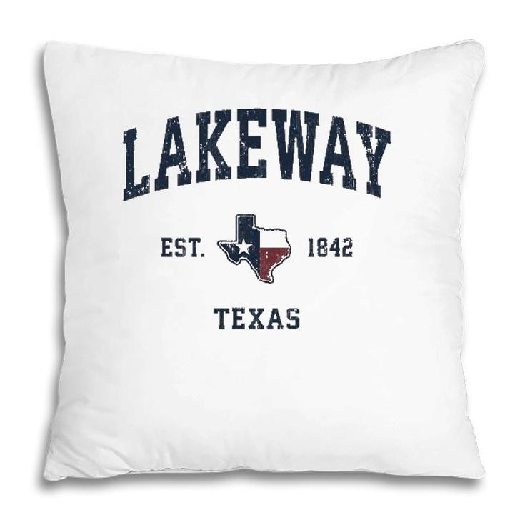 Lakeway Texas Tx Vintage State Flag Sports Navy Design Pillow