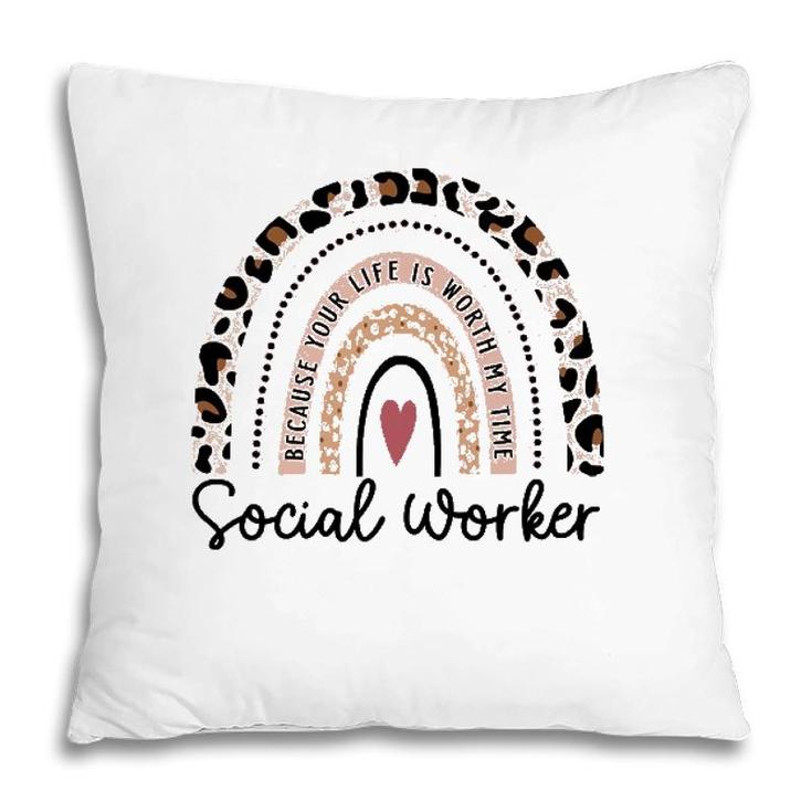 Leopard Rainbow Social Worker Funny Social Worker Christmas Pillow
