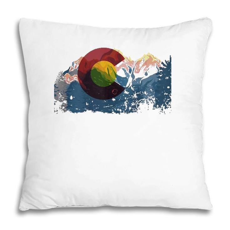 Love Vintage Colorado Flag Mountains Gift Design Idea  Pillow