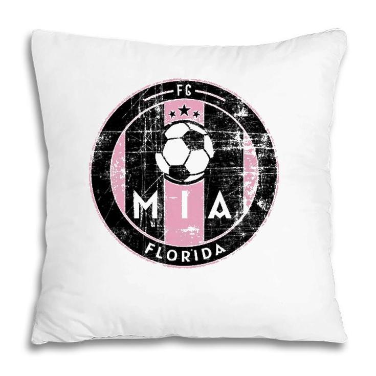 Miami Soccer Jersey Original Design Round Badge Distressed Pillow
