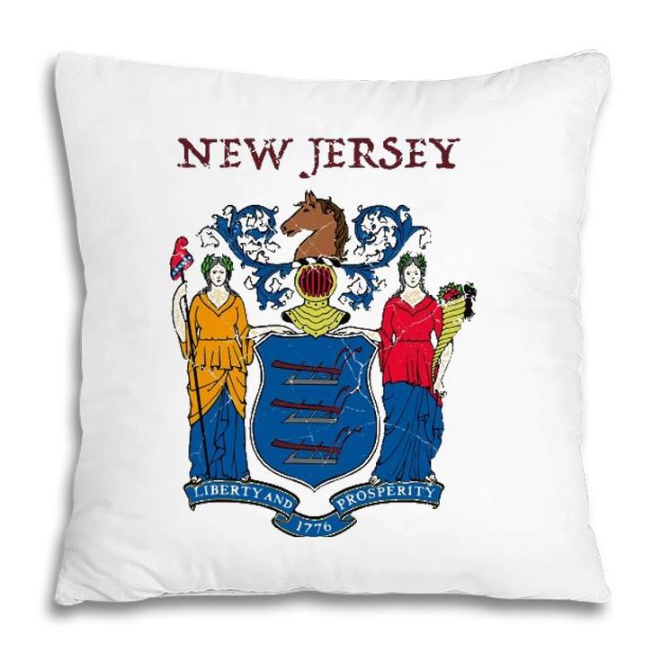 New Jersey State Seal Flag Pillow