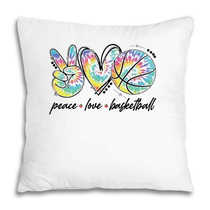 Peace Love Basketball Tie Dye Cute Basketball Lovers Pillow