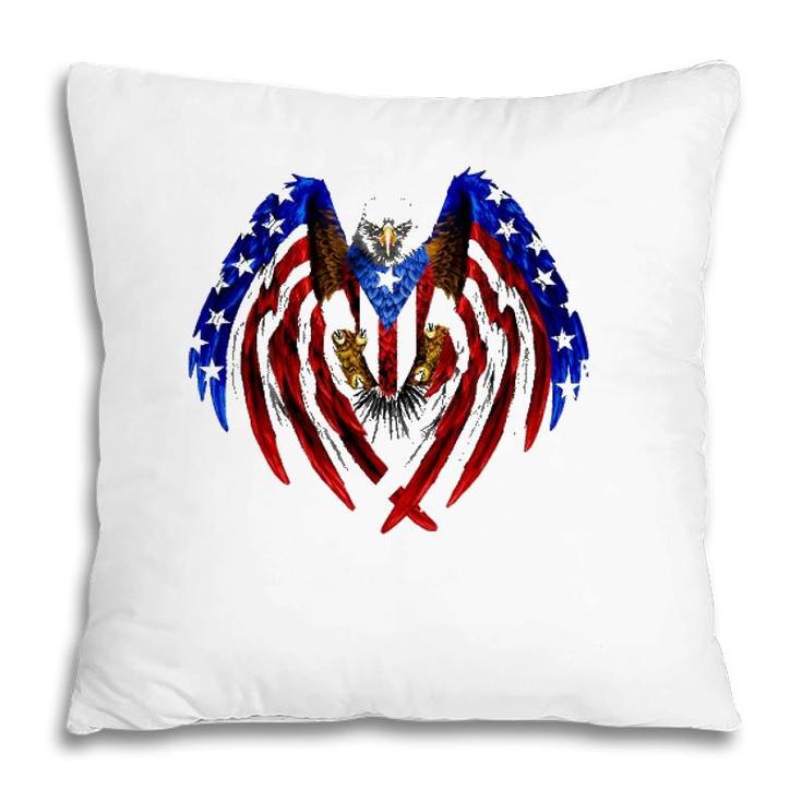 Puerto Rican American Flag Usa Eagleboricua Roots Pillow