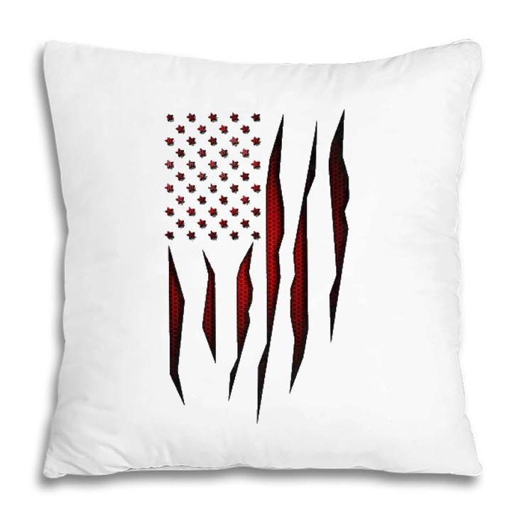Red Carbon Fiber Onyx American Flag  Pillow