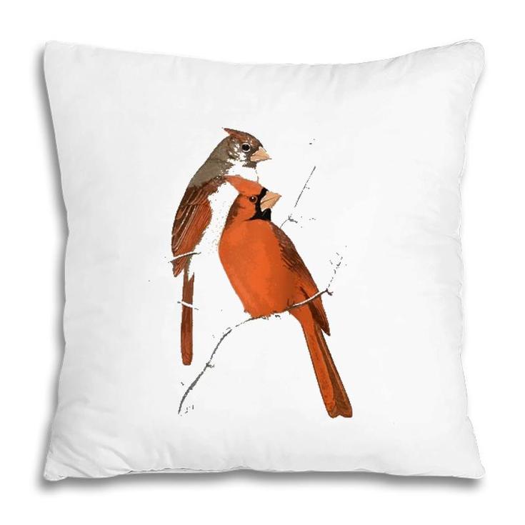 Red Cardinal Bird Male Female Raglan Baseball Tee Pillow