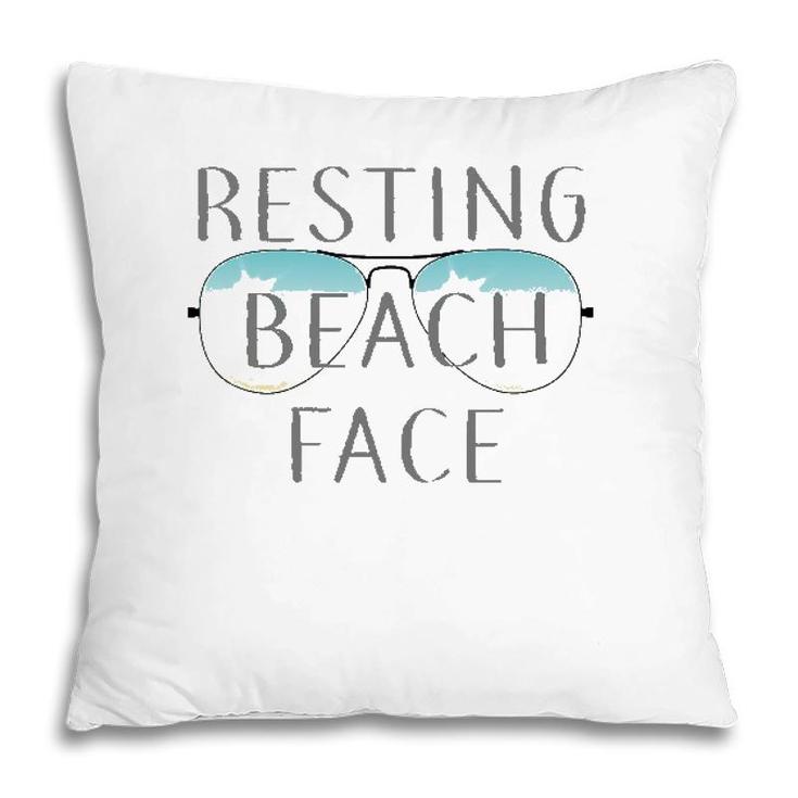 Resting Beach Face Summer Tee With Sunglasses Pillow