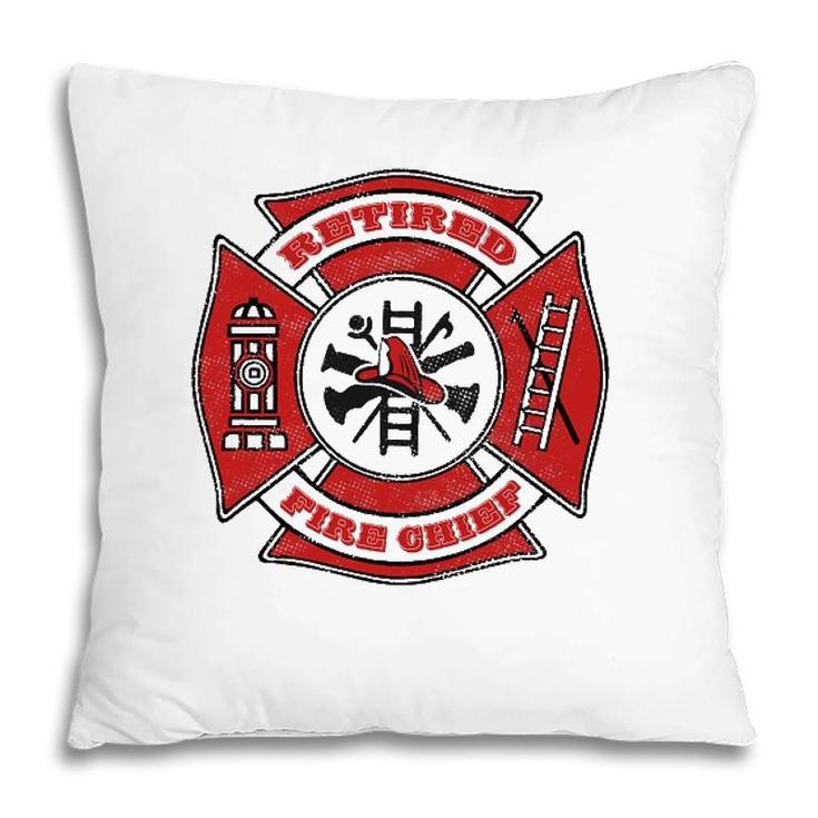 Retired Fire Chief Retirement Gift Red Maltese Cross Pillow