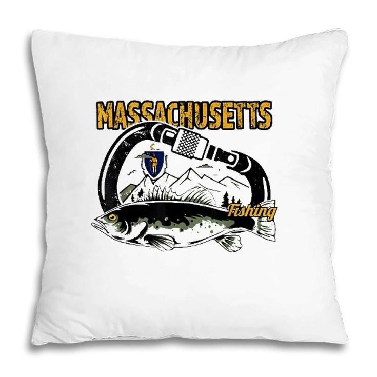 Retro Carabiner Massachusetts Fishing Pillow