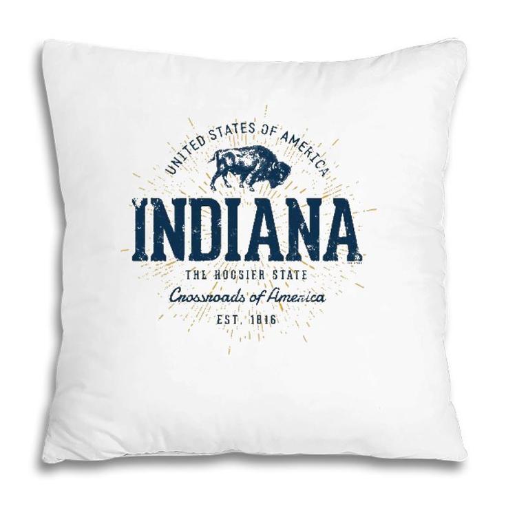Retro Vintage State Of Indiana Pillow