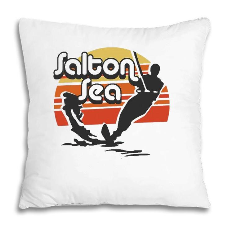 Salton Sea California Water Ski Retro Pillow