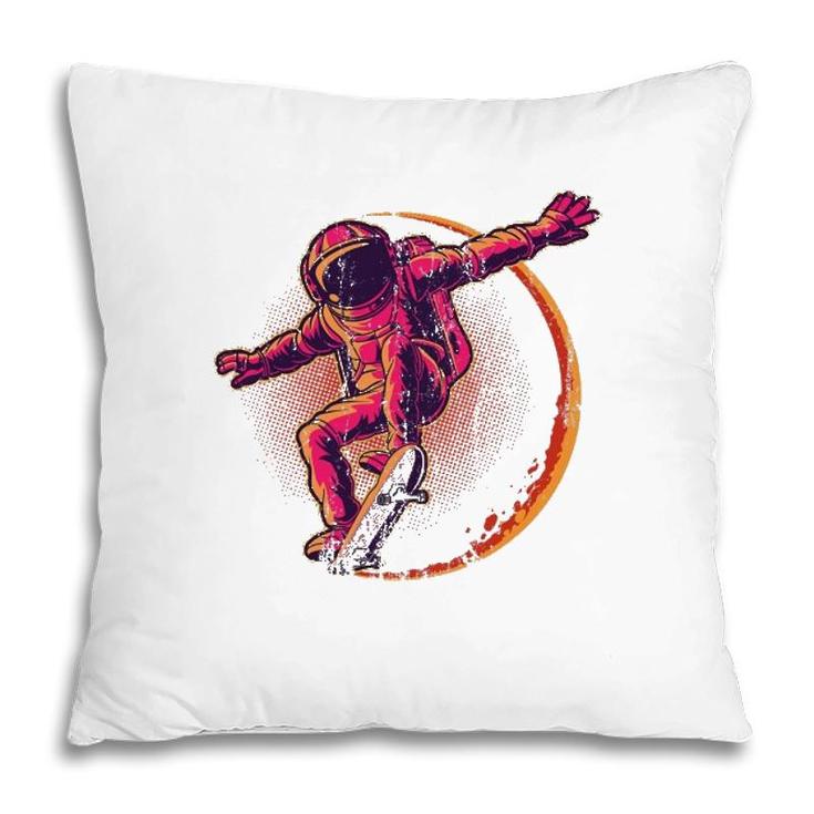 Skateboard Cosmonaut Space Science Gift Funny Astronaut Pillow