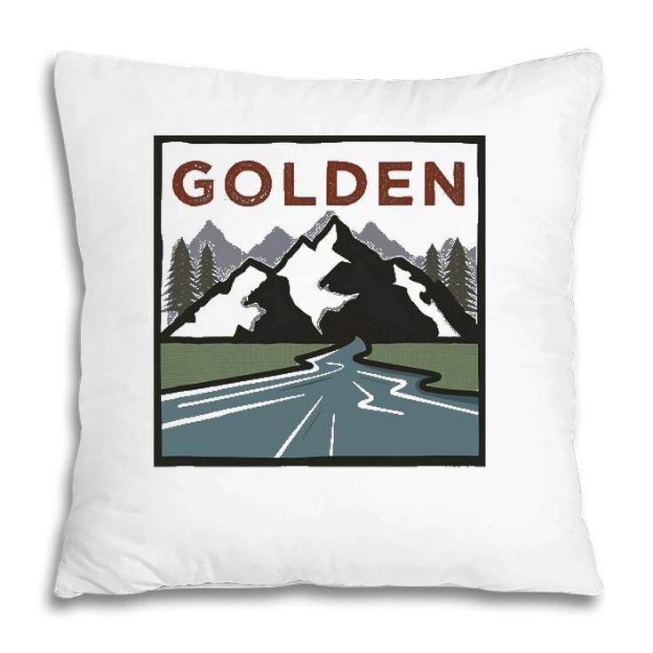 Vintage Golden Colorado Illustration Retro Golden Pillow