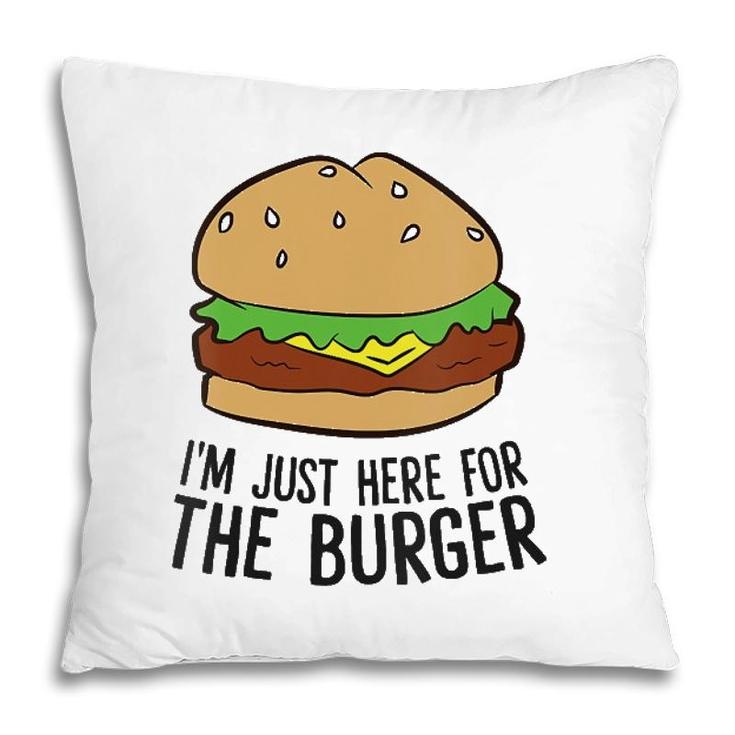 Womens Funny Hamburger Fast Food Im Just Here For The Burger V-Neck Pillow
