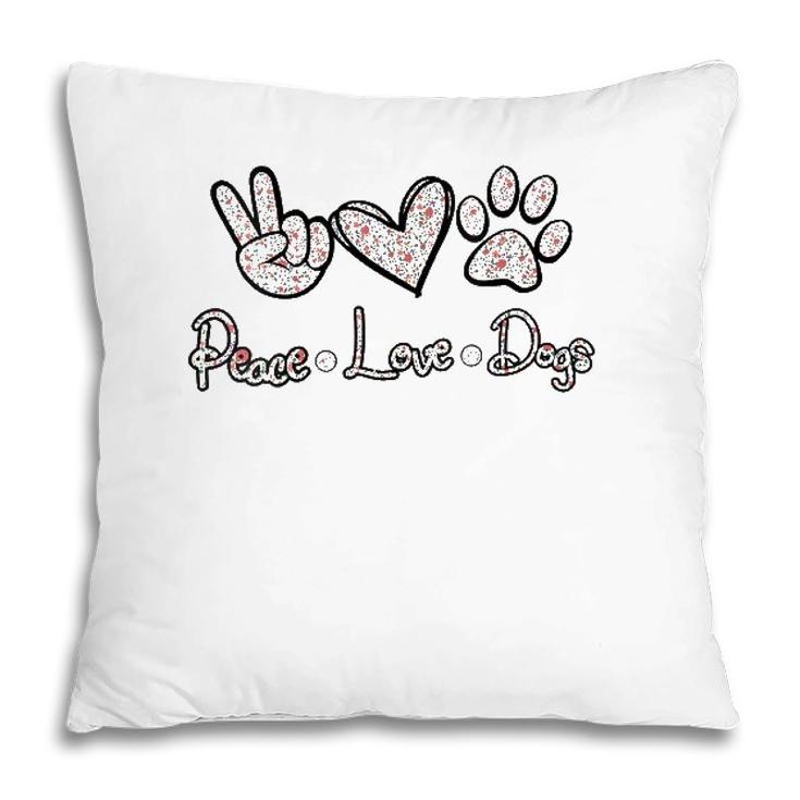Womens Peace Love Dogs Flowers Lover Puppy Paw Dog Funny Dog Lover V-Neck Pillow