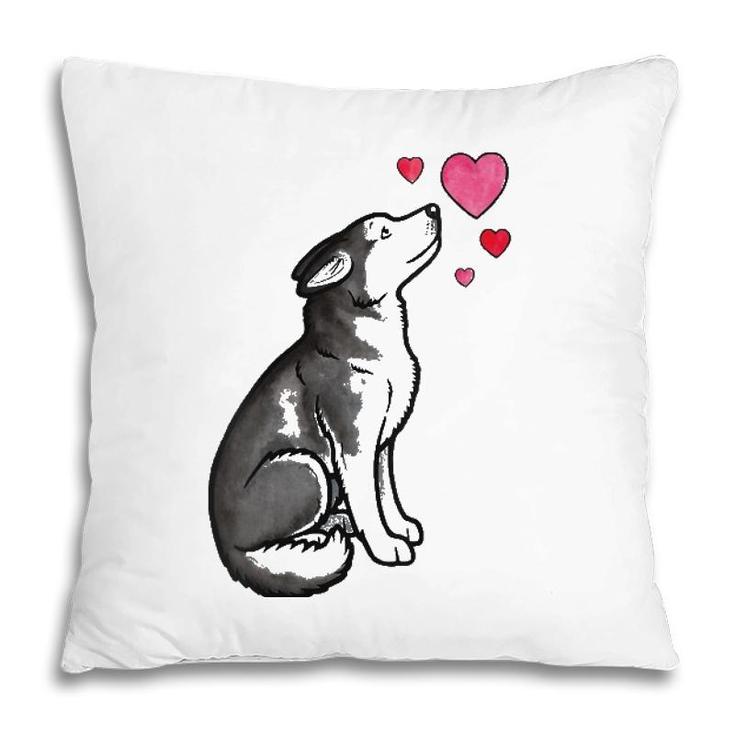 Womens Siberian Husky Love V-Neck Pillow