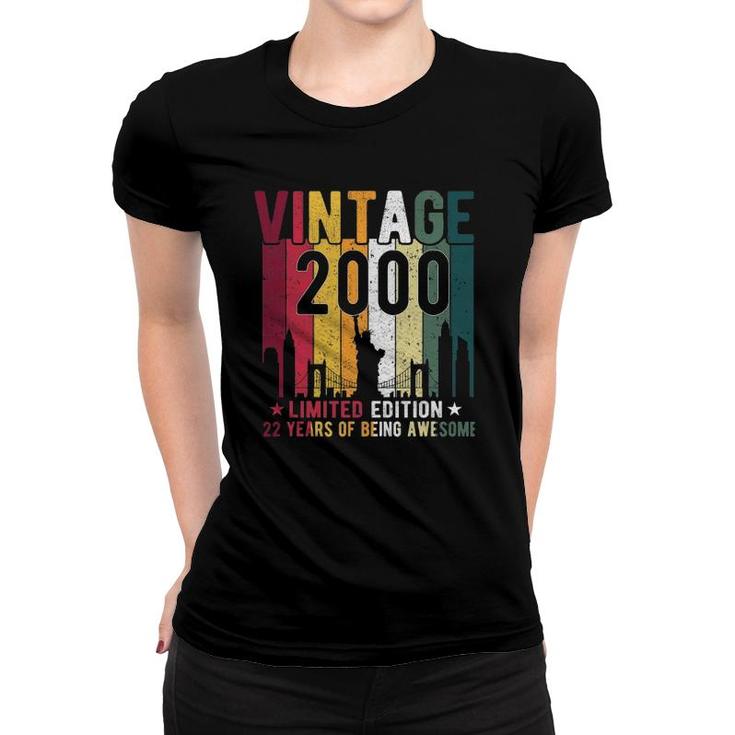 22 Years Old Gifts Vintage 2000 Limited Edition 22Th Birthday Women T-shirt