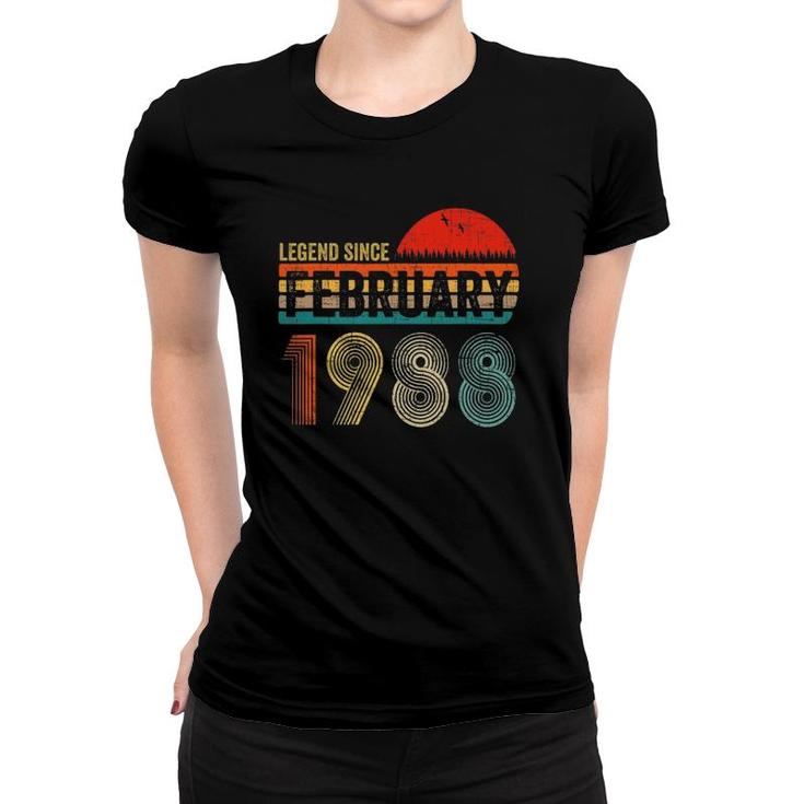 33 Years Old Retro 1988 Birthday Gift Legend Since February 1988  Women T-shirt