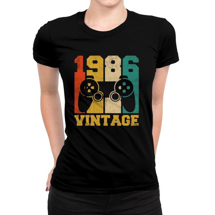 35 Years Old Gifts Vintage 1986 Video Game 35Th Birthday Women T-shirt
