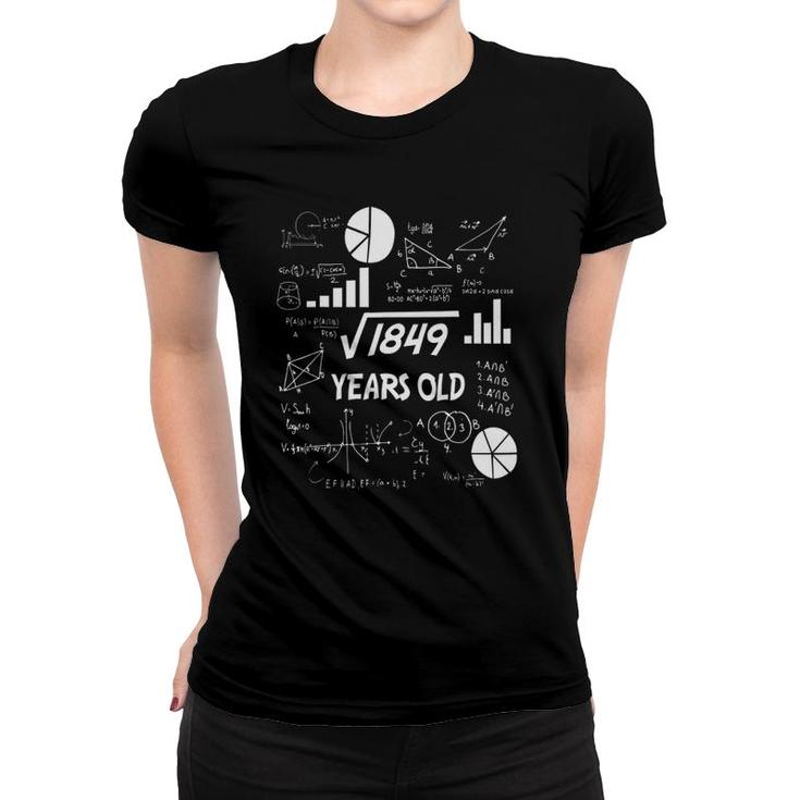 43Rd Birthday Science Square Root Math 43 Years Old Bday Nerd Women T-shirt