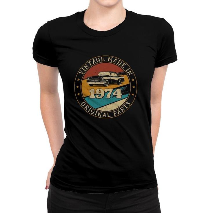 47 Years Old Retro Vintage Car Made In 1974 47Th Birthday Women T-shirt
