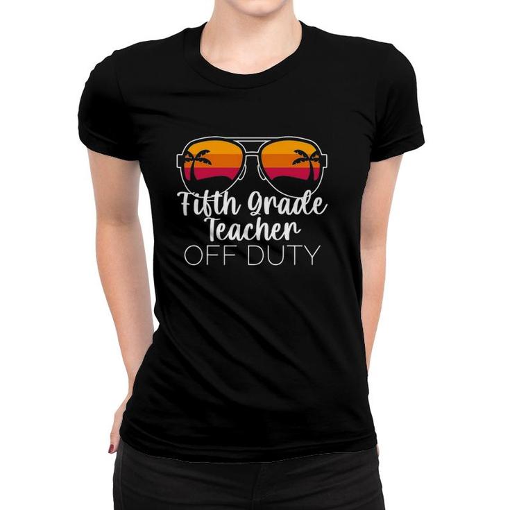 5Th Grade Teacher Off Duty Sunglasses Beach Sunset Women T-shirt