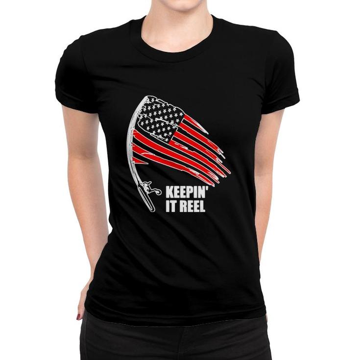 American Flag Fishing Keepin It Reel Women T-shirt