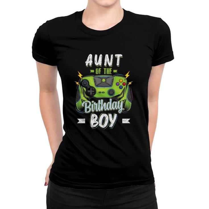 Aunt Of The Birthday Boy Matching Family Video Gamer Party Women T-shirt
