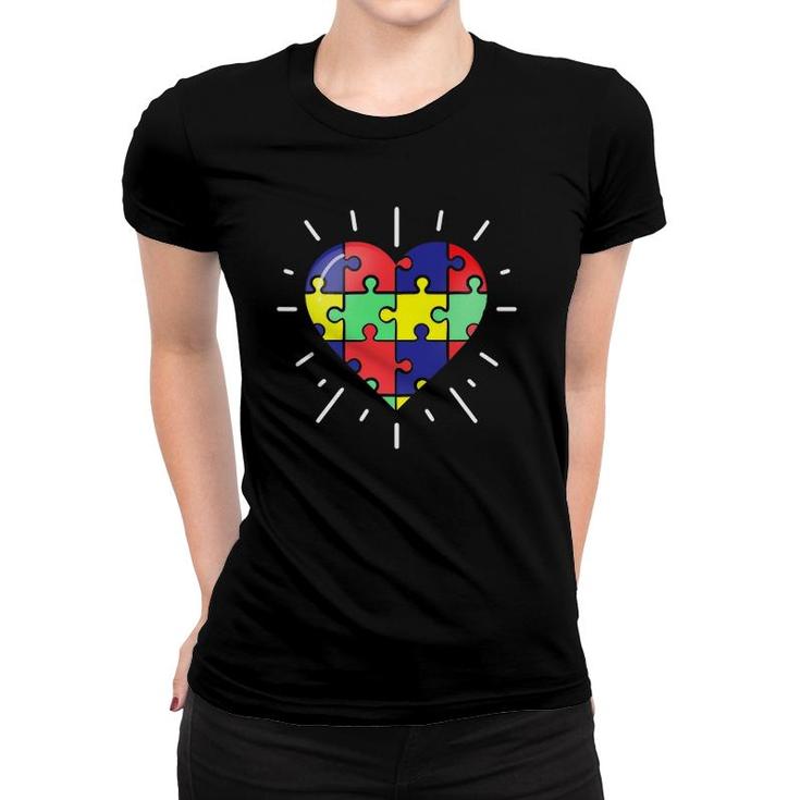 Autism Puzzle Heart Autism Awareness Women T-shirt