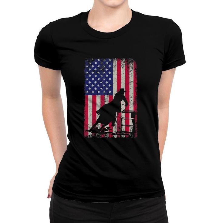 Barrel Racing 4Th July Independence Day Patriotic Gift Women T-shirt